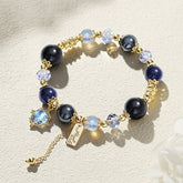 Cosmic Protection | Obsidian, Gray Moonstone & Blue Goldstone Bracelet - Auratract